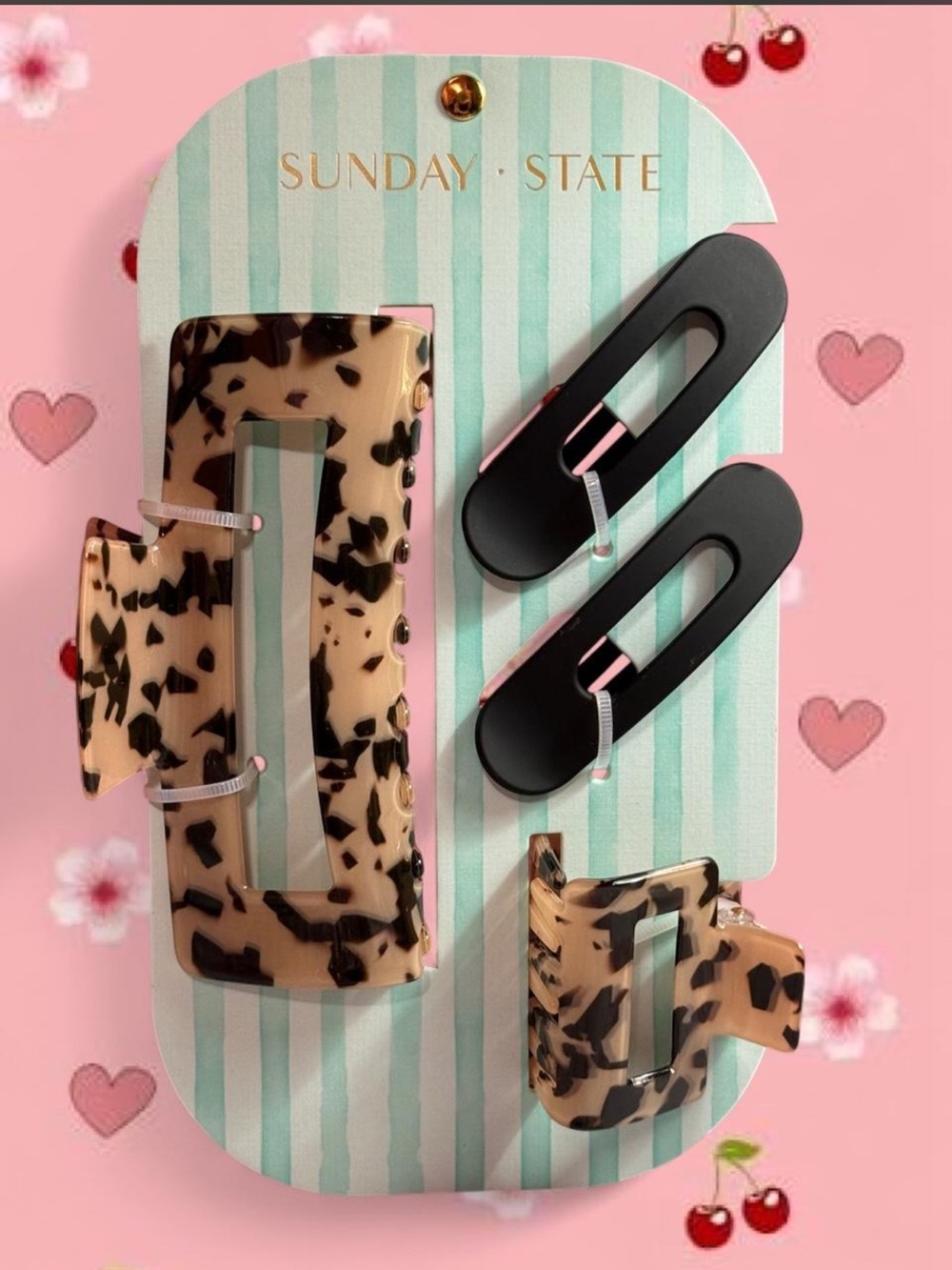Sunday State Women’s Tortoise & Black Hair Clip Set